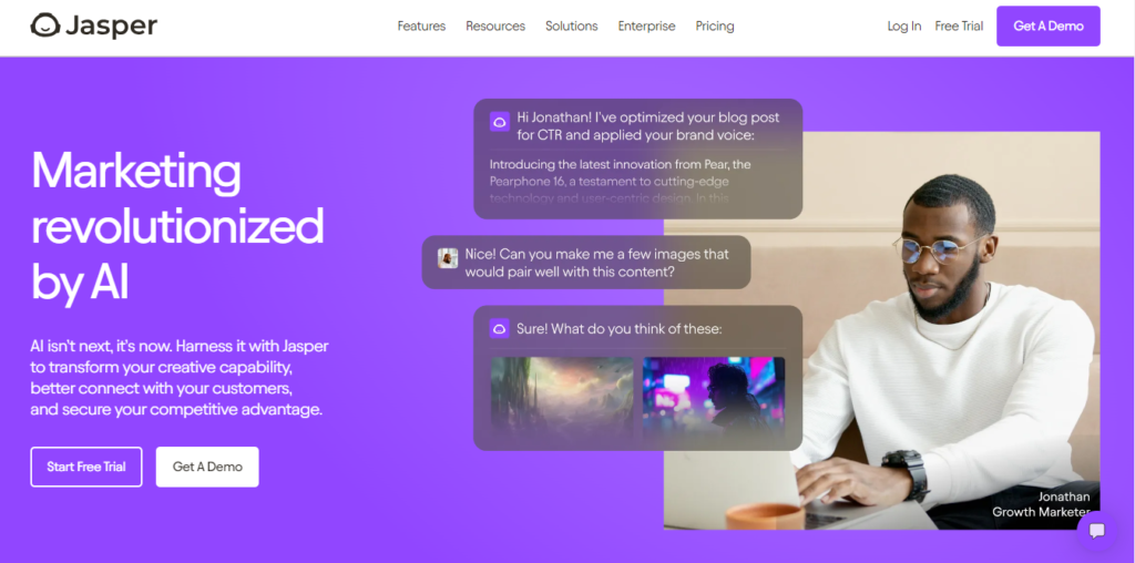 Jasper AI Homepage - Screenshot