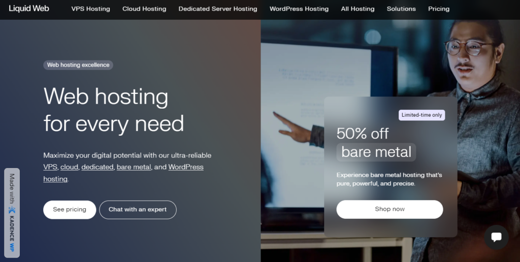 Liquid Web homepage - Screenshot
