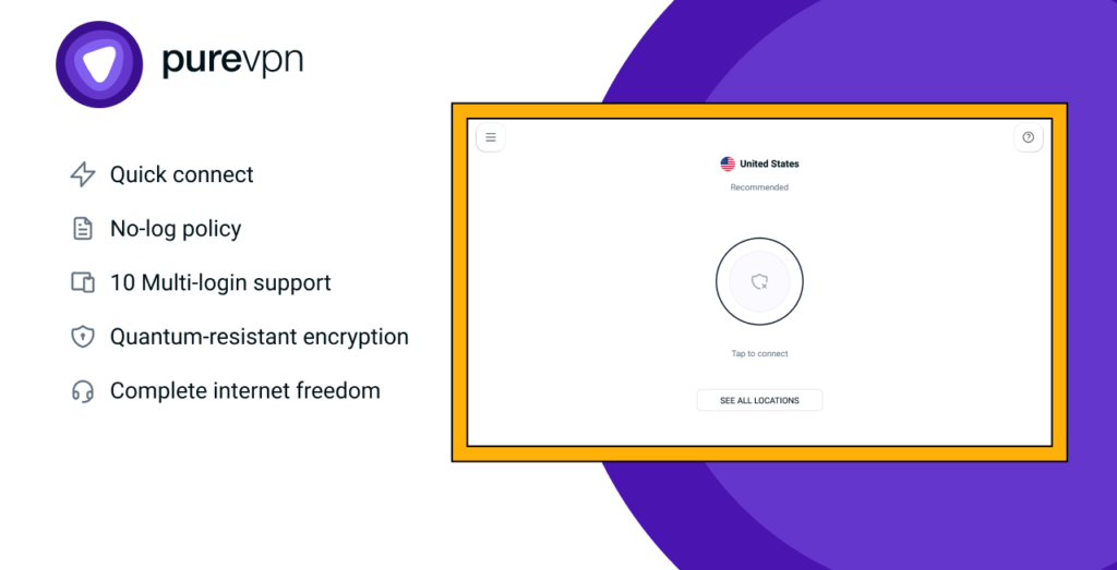 Pure VPN homepage - Screenshot