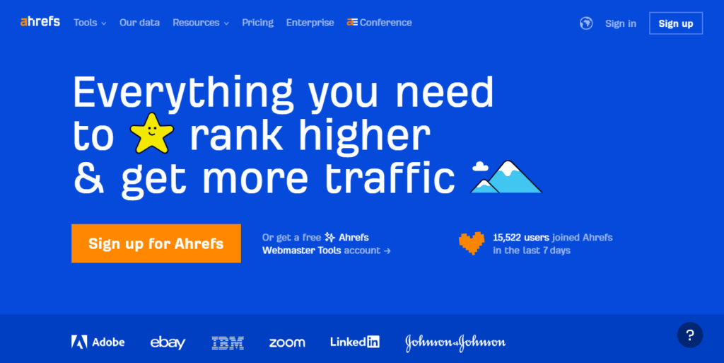 Ahrefs Homepage - Screenshot