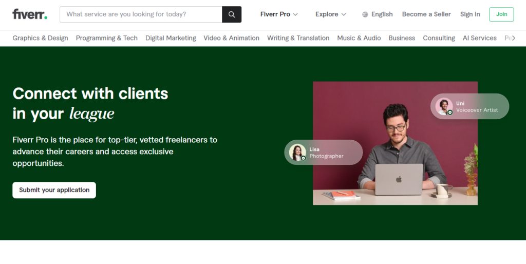 Fiverr homepage - Screenshot