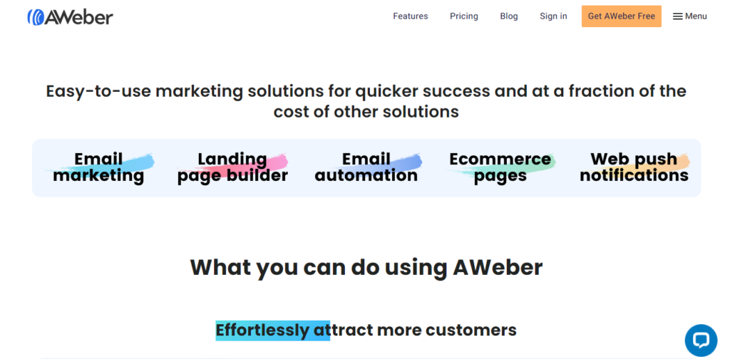 AWeber Homepage - Screenshot