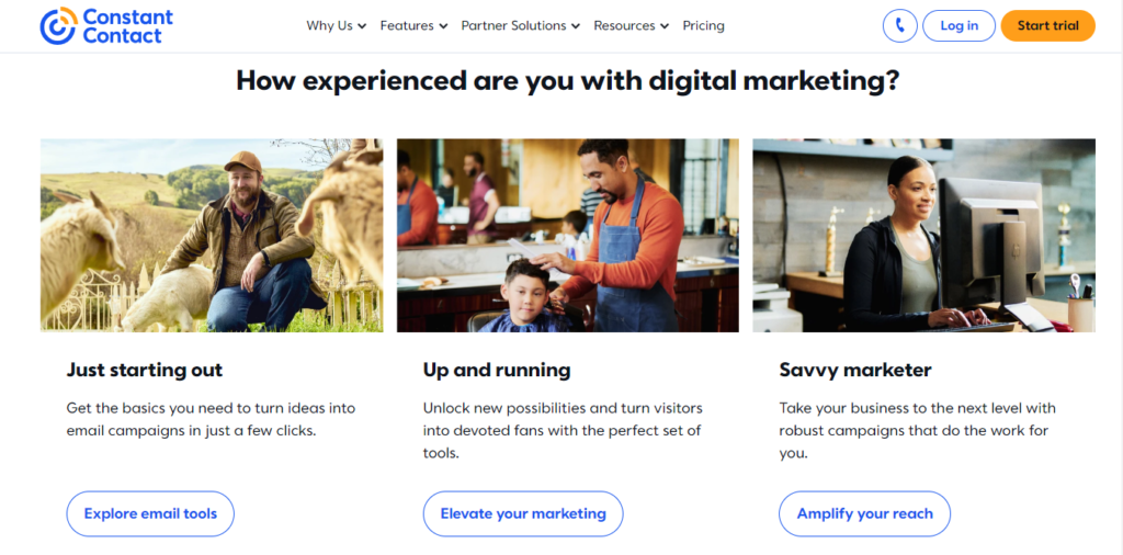 Constant Contact homepage - Screenshot