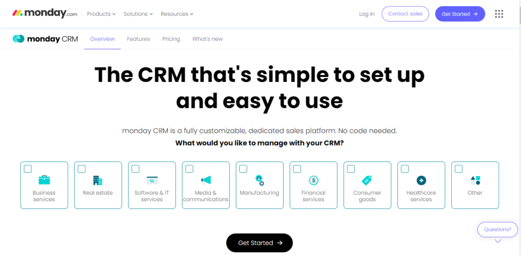 Monday Homepage - Screenshot