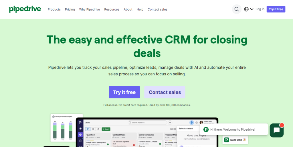 Pipedrive Homepage - Screenshot