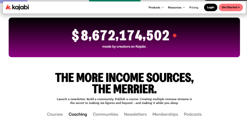 Kajabi Homepage - Screenshot