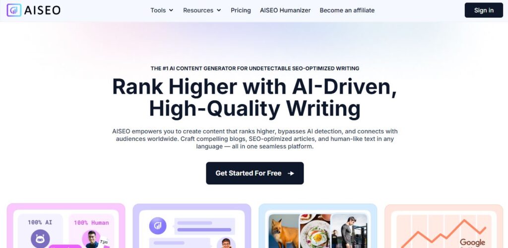 AISEO Homepage - Screenshot