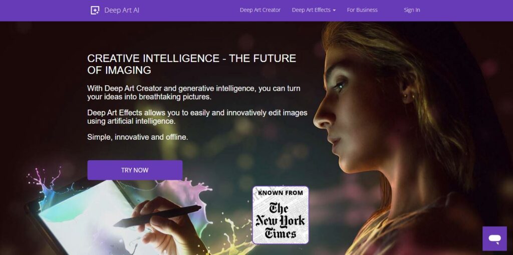 Deep Art Effects Homepage - Screenshot