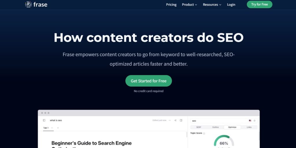 Frase Homepage - Screenshot