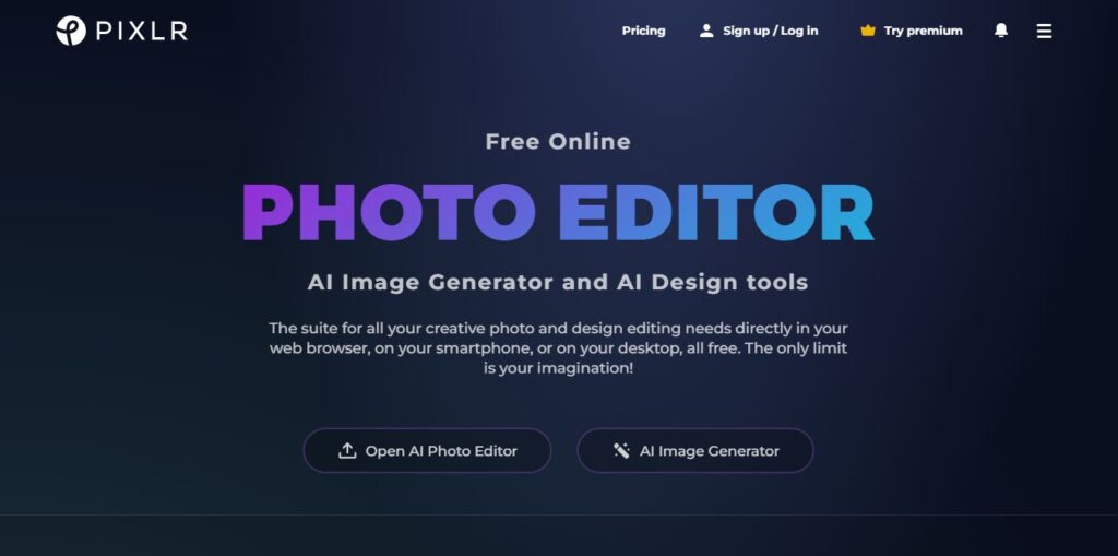 Pixlr Homepage - Screenshot