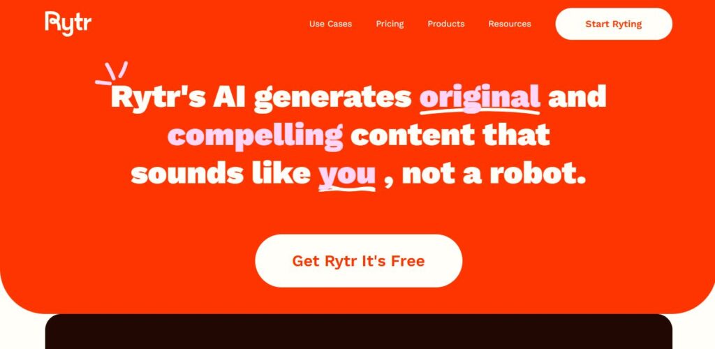 Rytr Homepage - Screenshot