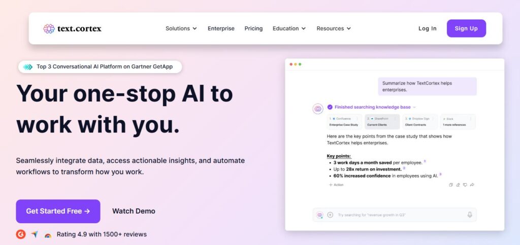 Text Cortex Homepage - Screenshot