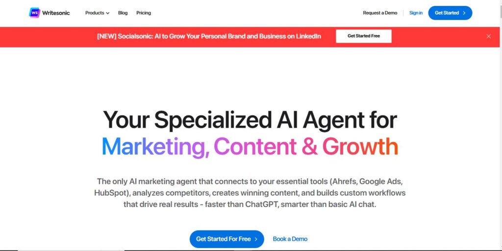 WriteSonic Homepage - Screenshot
