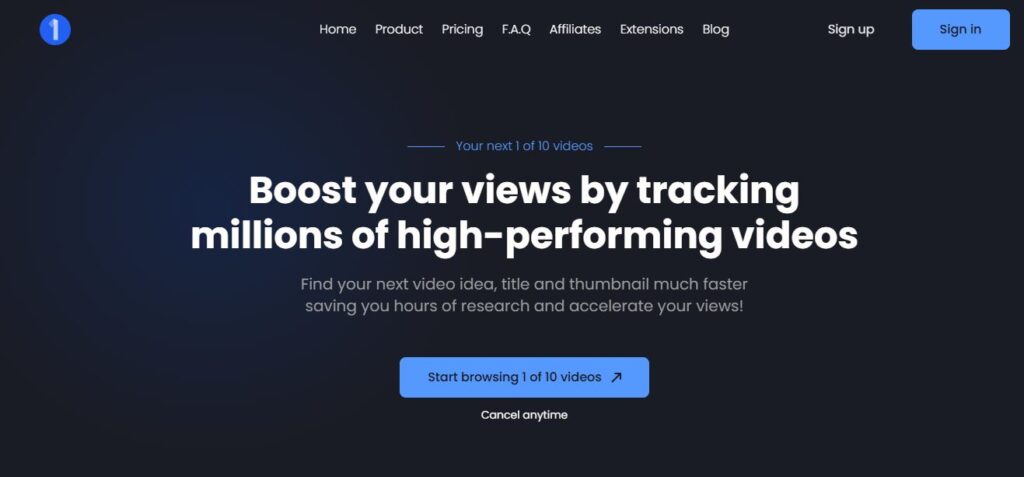 1of10 Homepage - Screenshot