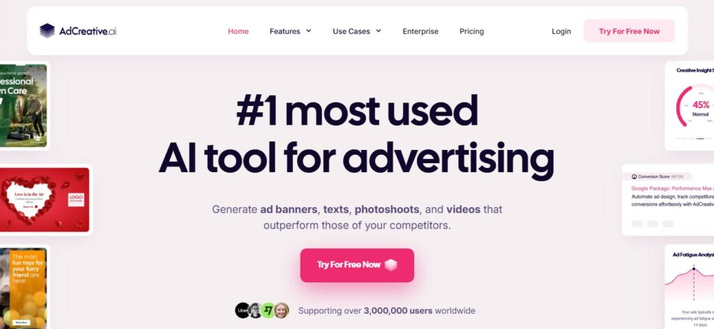 Ad Creative homepage - Screenshot