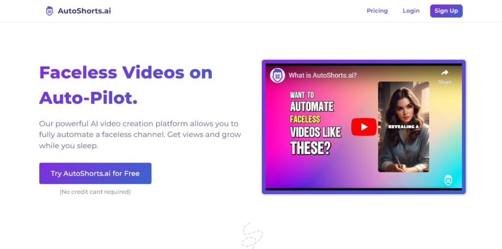 Autoshorts Homepage - Screenshot