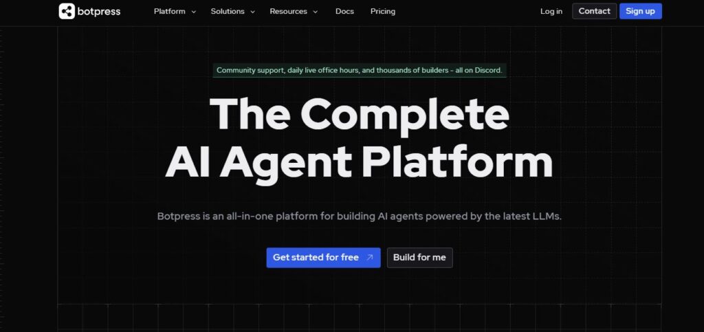 BotPress Homepage - Screenshot