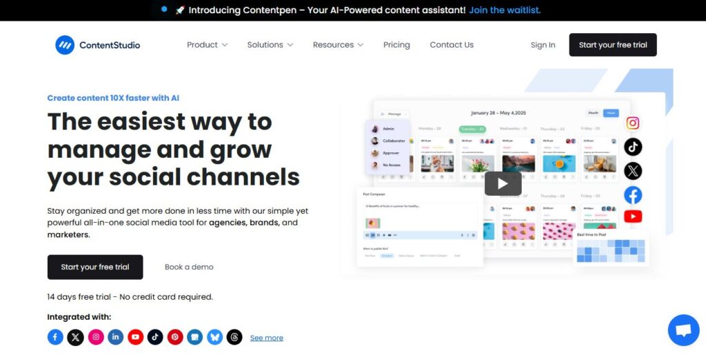 Content Studio homepage - Screenshot