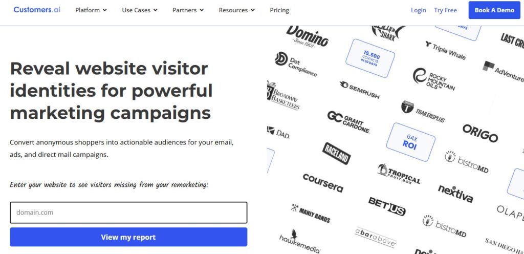 Customers.ai Homepage - Screenshot