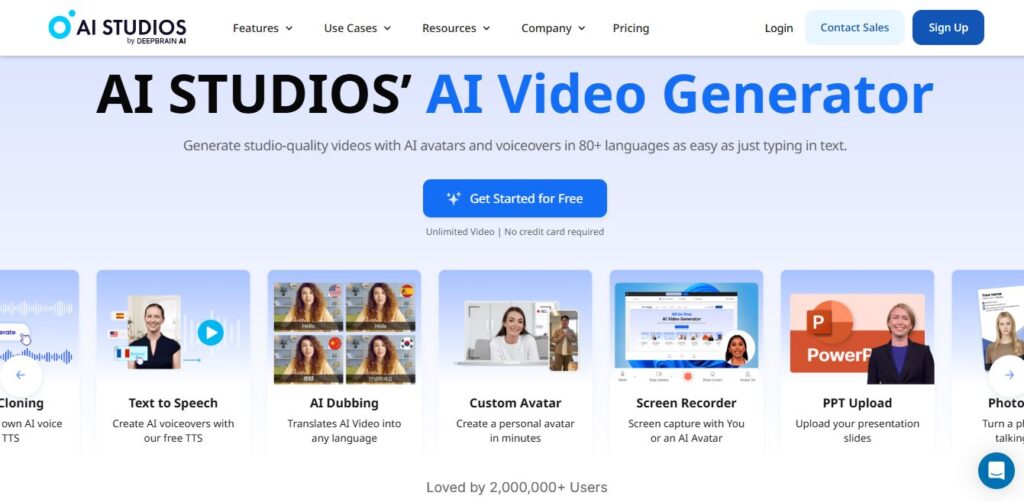 DeepBrain Homepage - Screenshot