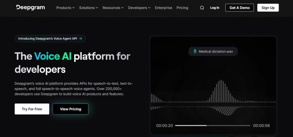 Deepgram Homepage - Screenshot