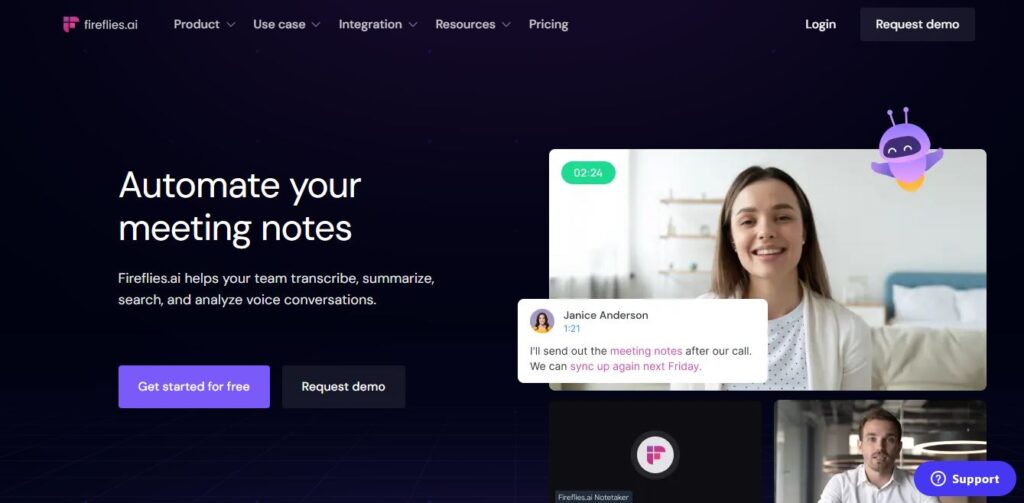 Fireflies Homepage - Screenshot