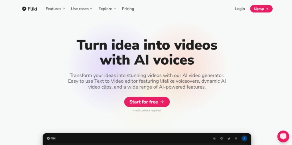 Fliki Homepage - Screenshot