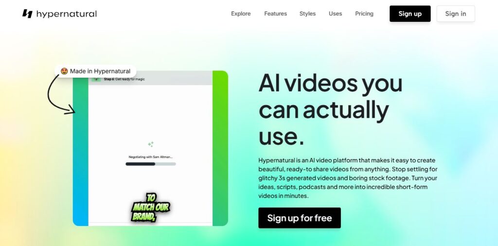 Hypernatural Homepage - Screenshot