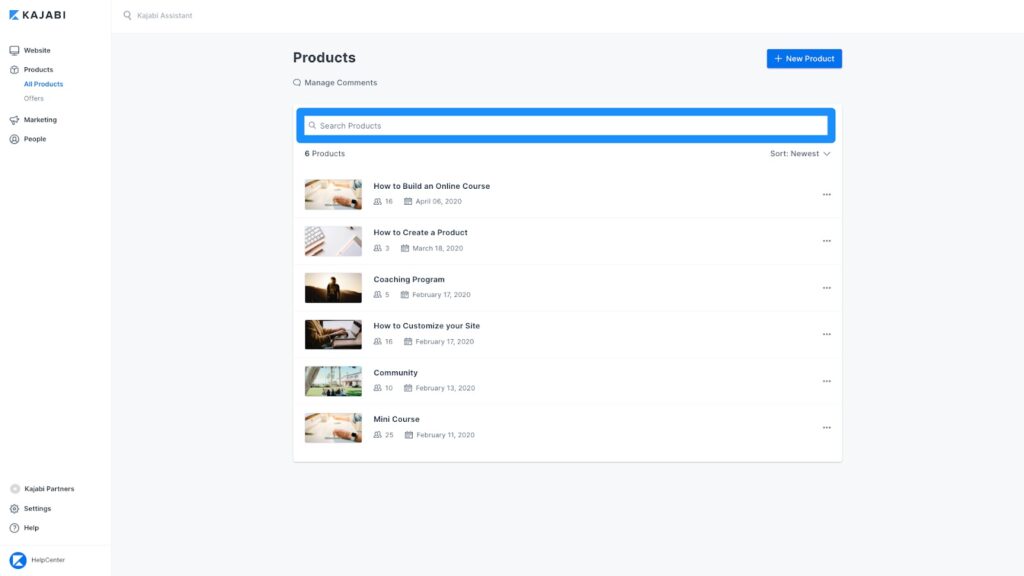 Kajabi Admin Panel Screenshot