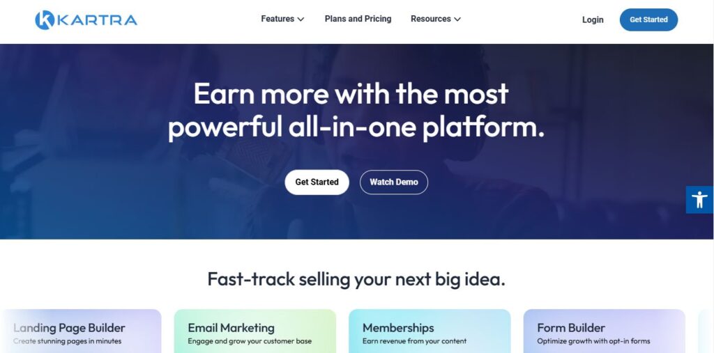 Kartra Homepage - Screenshot