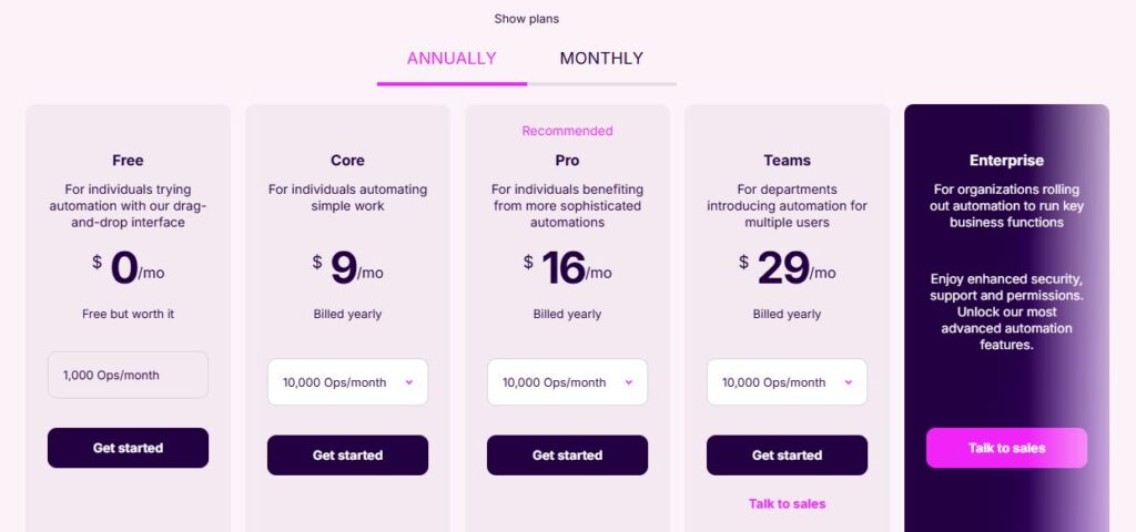 Make pricing screenshot