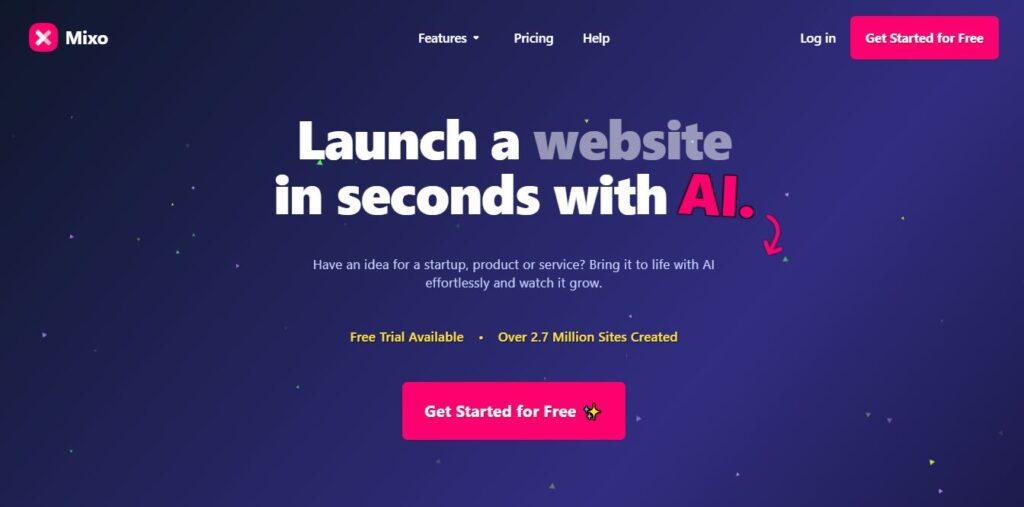 Mixo homepage - Screenshot