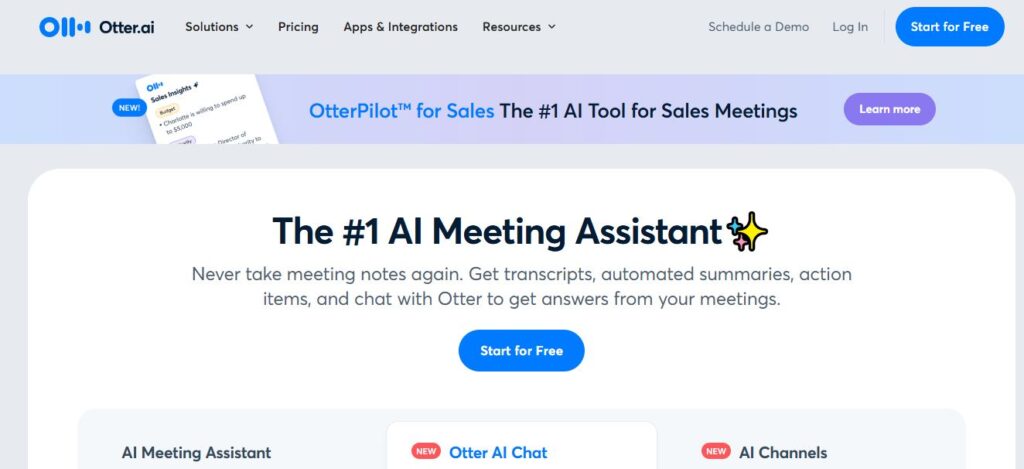 Otter Homepage - Screenshot