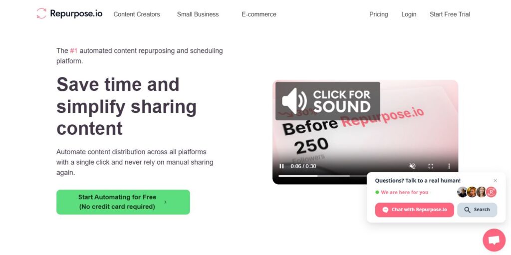 Repurpose homepage - Screenshot