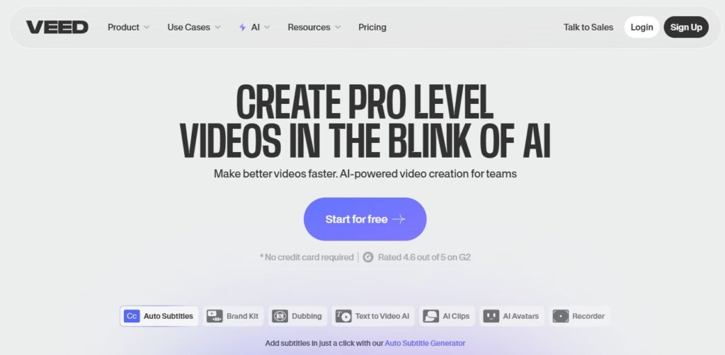 Veed Homepage - Screenshot