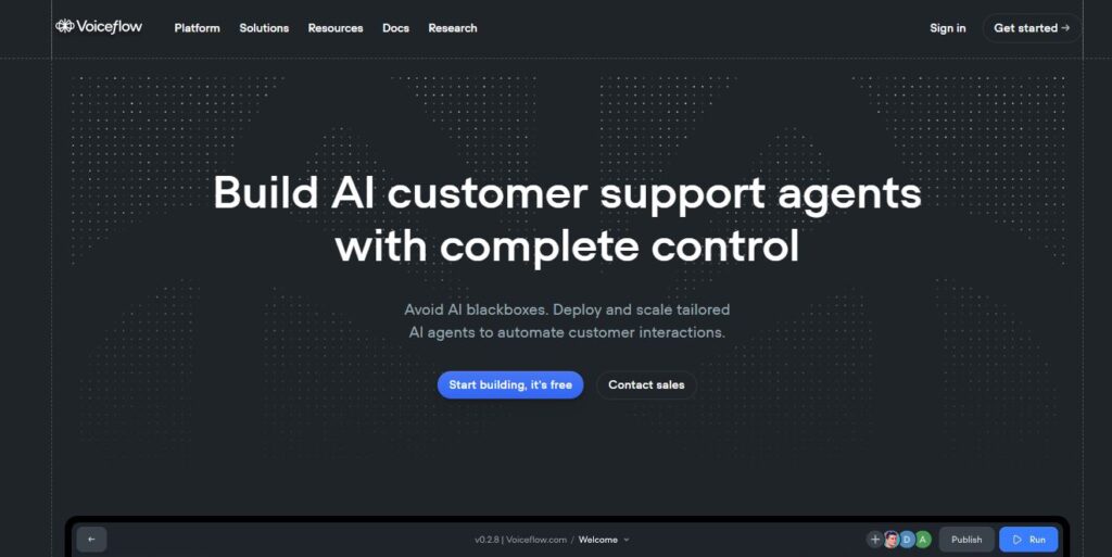 VoiceFlow Homepage - Screenshot