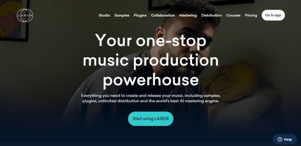 LANDR Homepage - Screenshot