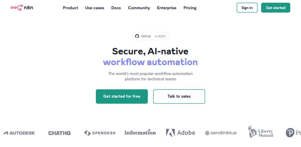 n8n homepage - Screenshot