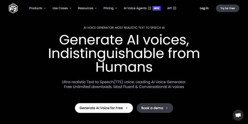 PlayHT Homepage - Screenshot